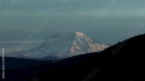 Sunrise at Mt Adams in the Beautiful Pine Forest Cascade Mountains in Washington USA