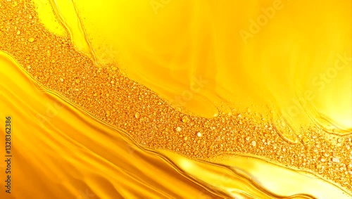 Liquid Gold Abstract Flowing with Bubbles