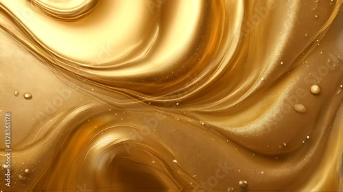 Abstract gold liquid swirls, fluid textures, subtle glitter background