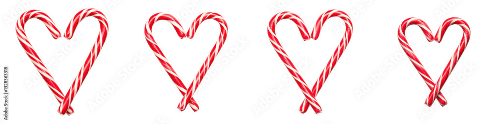 Fototapeta premium Candy Canes in a Heart Shape, Cut Out Set