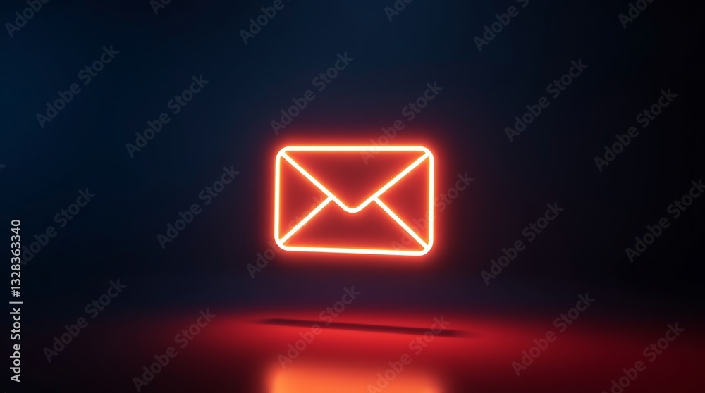 Fototapeta premium Minimalist Neon Email Icon on a Dark Background Representing Digital Messaging and Online Communication