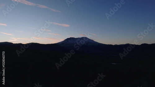 Sunrise at Mt St Helens in the Beautiful Pine Forest Cascade Mountains in Washington USA