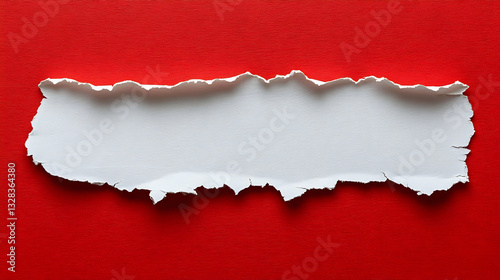 Wallpaper Mural Torn White Paper with Ragged Edges on Bold Red Background Torontodigital.ca