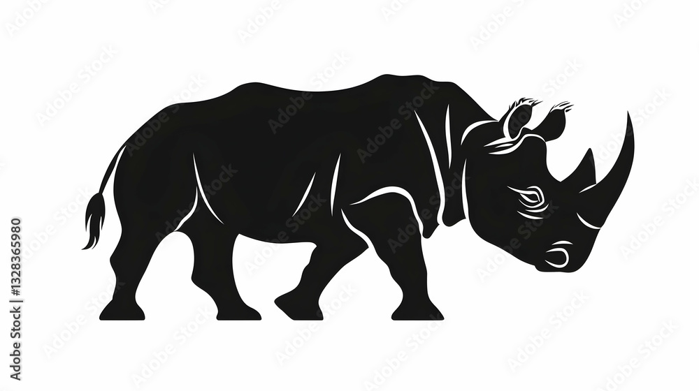 Fototapeta premium Elegant Black Rhinoceros Silhouette for Creative Projects