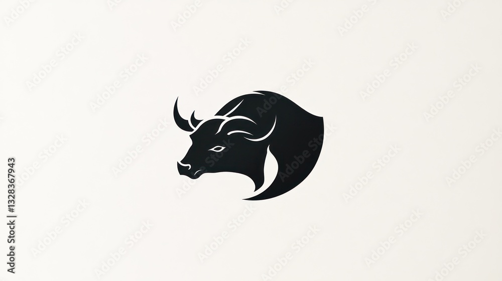 Obraz premium Bull head silhouette, abstract design, white background, logo