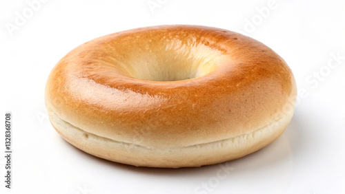 Golden-Brown Bagel on White Background, Freshly Baked and Minimalist