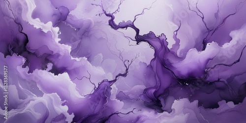 Beautiful ink effect grungy violet gradient watercolor artistic brush paint stain background. Paper textured purple abstract watercolor painted.