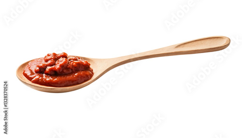 Wooden spoon with tomato paste png
