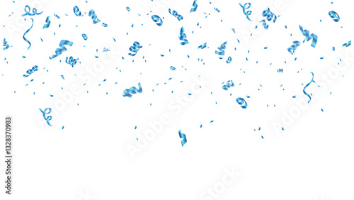 blue confetti and ribbon background vector