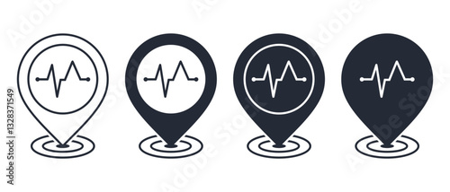 Earthquake pin location icon. Illustration vector