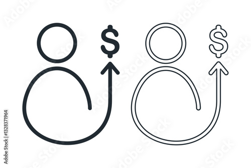 Employee worker salary increase icon. Illustration vector