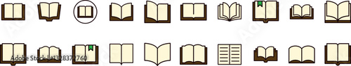 Opened Book Filled Color Icon Set. Minimalistic Linear Pictogram for Web and Graphic Design, Apps, Banners, Social Network and Cards