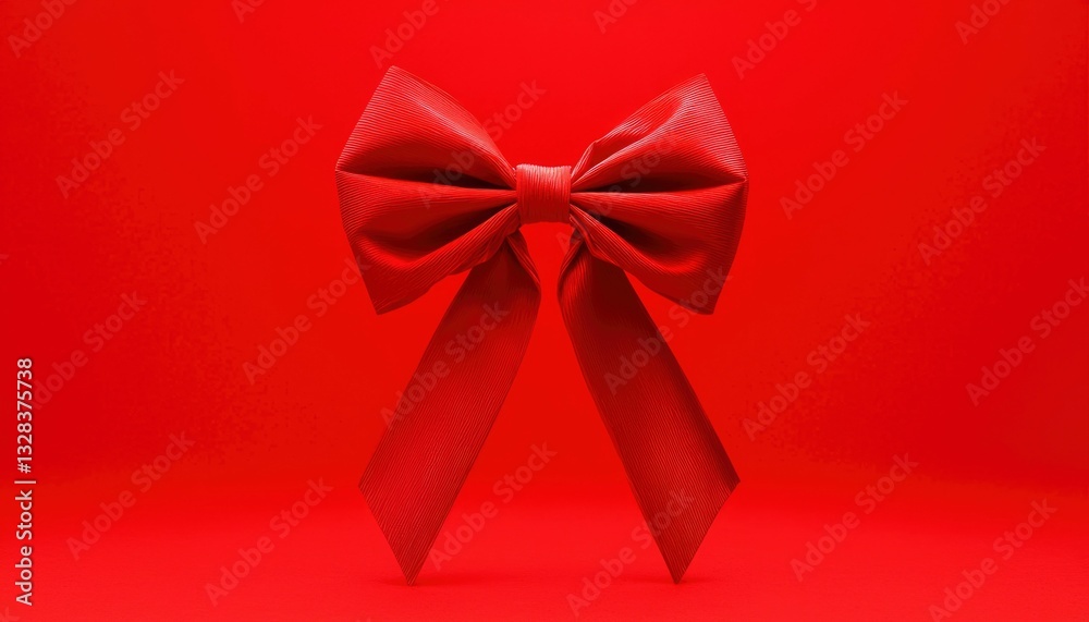 A large, red satin bow sits against a matching red background. Simple, elegant design A large, red satin bow sits against a matching red background. Simple, elegant design