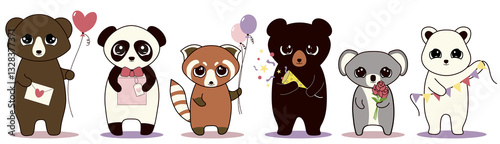 Canvas Print Cute party bears celebrating illustration