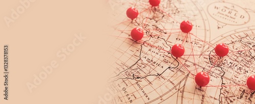 Vintage world map with mark...