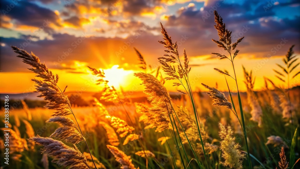 Silhouette of Wild Grass at Sunset - Golden Hour Nature Photography Silhouette of Wild Grass at Sunset - Golden Hour Nature Photography