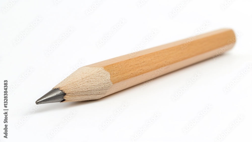 Fototapeta premium Wooden pencil, sharp point, white background, writing tool