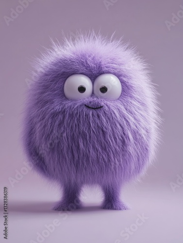 Fluffy violet or purple 3d cute monster