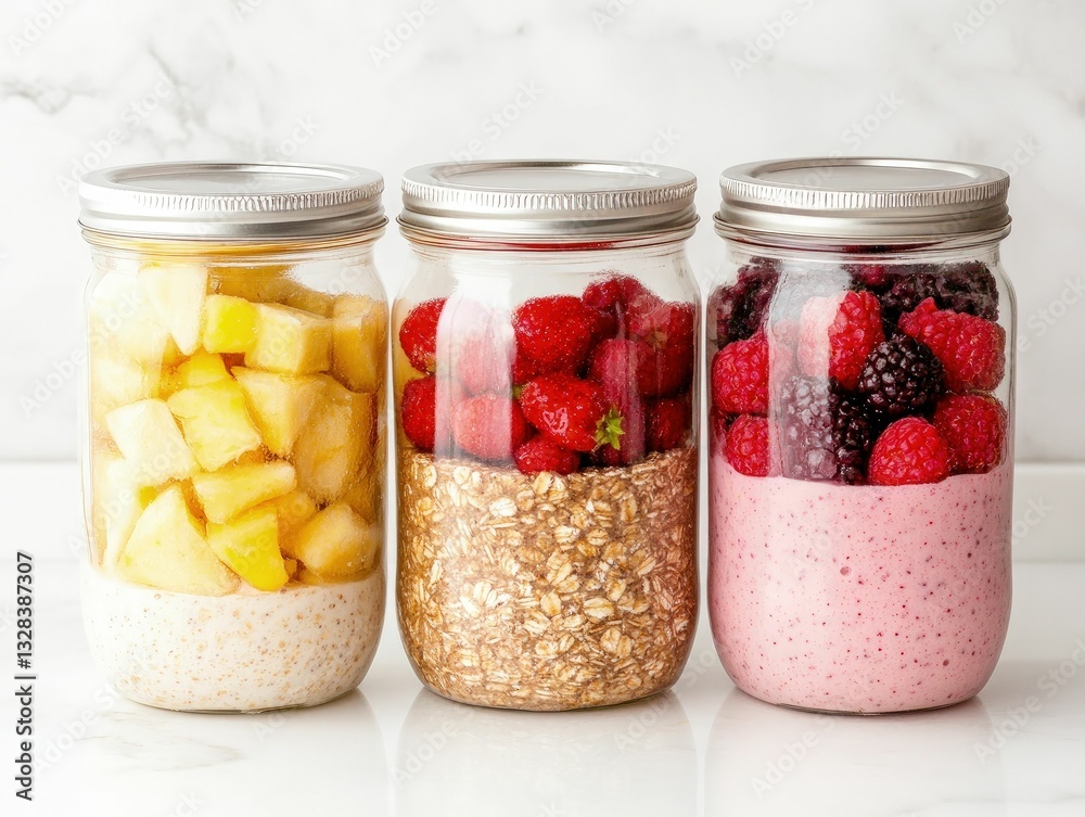 Creative breakfast prep setup with smoothie packs kitchen food photography modern close-up healthy lifestyle Creative breakfast prep setup with smoothie packs kitchen food photography modern close-up healthy lifestyle