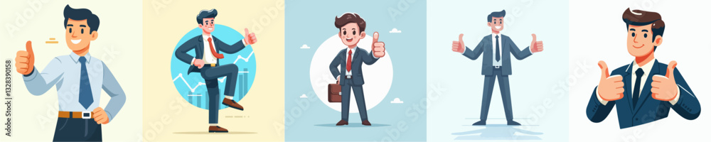 Obraz premium Career man with thumb vector set image