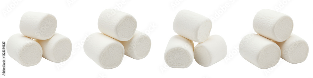 Three White Marshmallows, Cut Out Set Three White Marshmallows, Cut Out Set