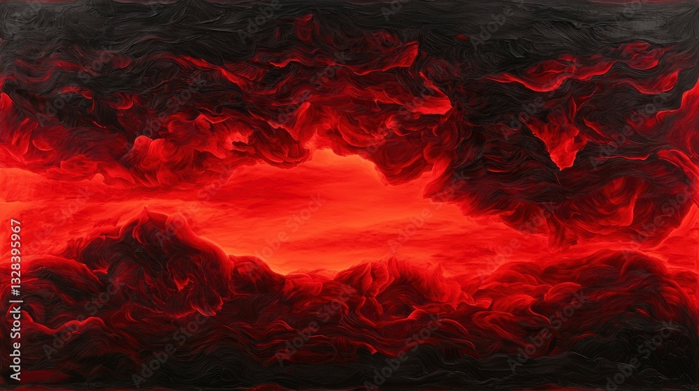 Abstract fiery landscape with swirling red and black hues Abstract fiery landscape with swirling red and black hues