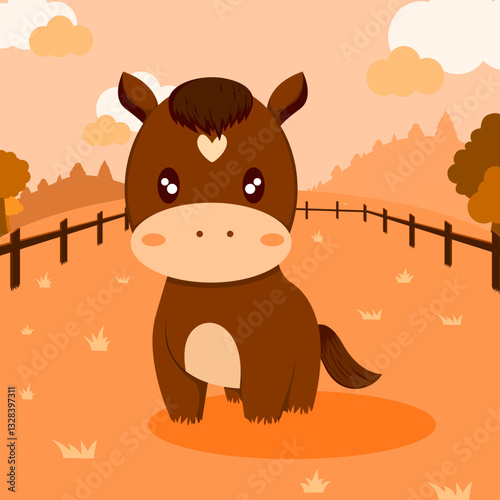 Cute little pony with beautiful background image