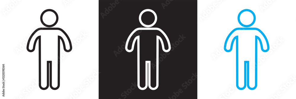 Simple black, white and blue single man icon . Vector illustration. isolated on white and black background. EPS 10 Simple black, white and blue single man icon . Vector illustration. isolated on white and black background. EPS 10