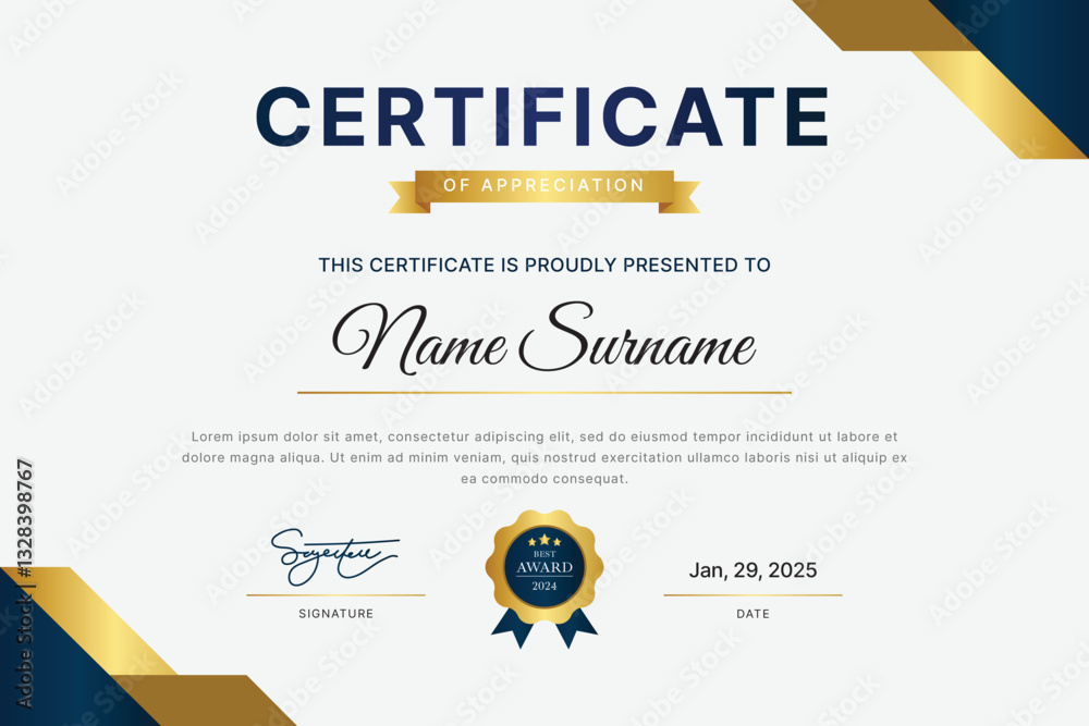 Fototapeta premium Elegant Certificate Template Design