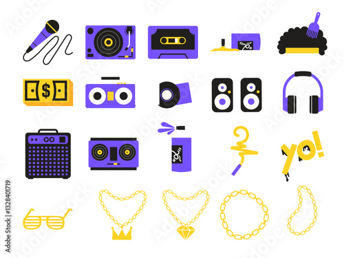 90s Oldschool Hip-Hop Illustration Element