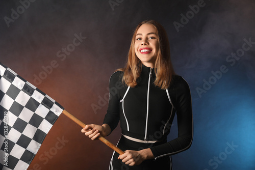 Happy young woman with raci...