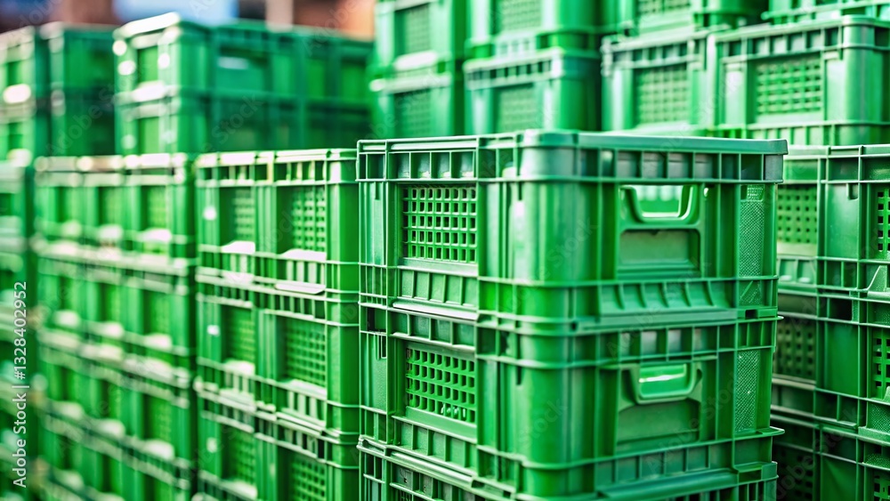 Stacked Green Plastic Crates - Tilt-Shift Miniature Photography