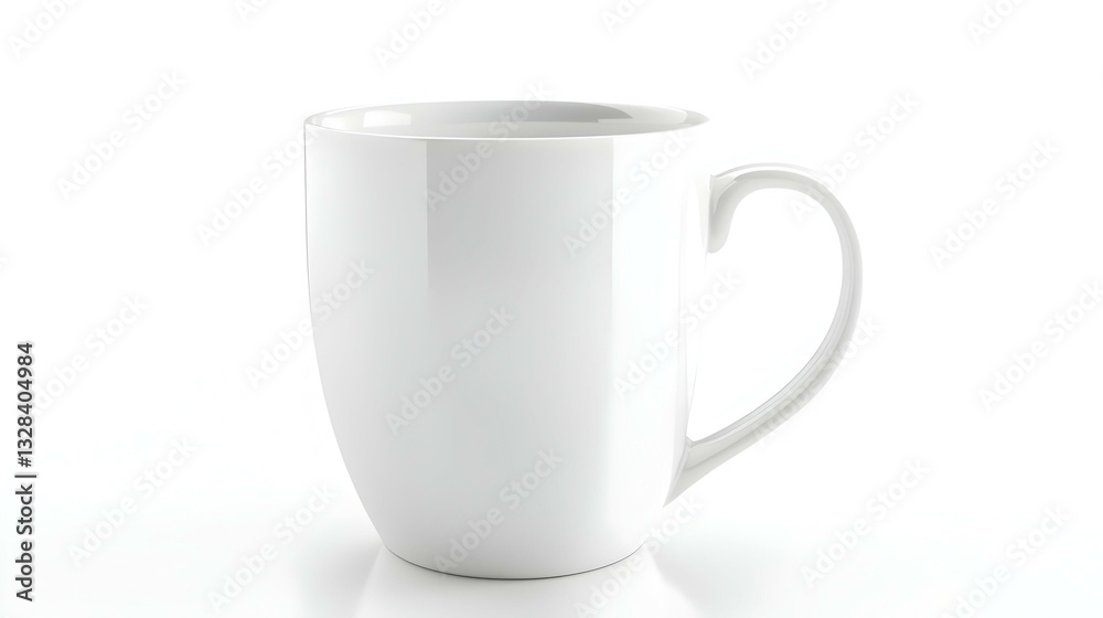 White Mug Laying on Flat White Surface Isolated