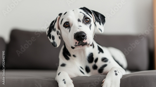 Dalmatian on Sofa: A young,...