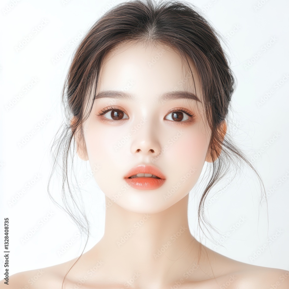 Beautiful young woman, clean makeup, AI generated. Beautiful young woman, clean makeup, AI generated.