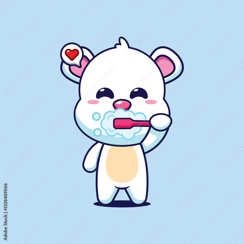 Polar bear cartoon vector illustration brushing teeth Polar bear cartoon vector illustration brushing teeth