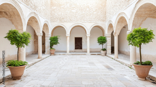 Serene Courtyard with trees...