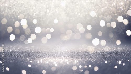 Sparkling Silver Glitter Background with Soft Bokeh Lights Generated Image