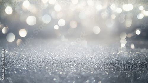 Sparkling Silver Glitter Background with Soft Bokeh Lights Generated Image