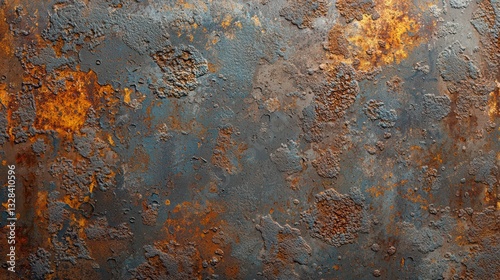 Weathered Textures: Close-up of heavily rusted metal, showing vibrant hues and intricate surface details, evoking a sense of age and decay. 