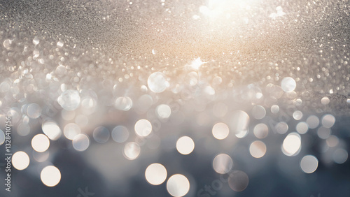 Sparkling Silver Glitter Background with Soft Bokeh Lights Generated Image