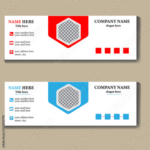 Corporate E-mail signature template design in two colors.