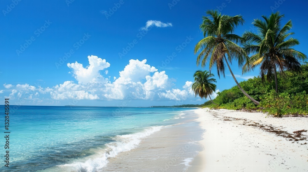 Seaside Serenity: An idyllic beach scene featuring the turquoise ocean lapping gently against the shore, while coconut trees sway in the gentle breeze under a brilliant blue sky. Seaside Serenity: An idyllic beach scene featuring the turquoise ocean lapping gently against the shore, while coconut trees sway in the gentle breeze under a brilliant blue sky.