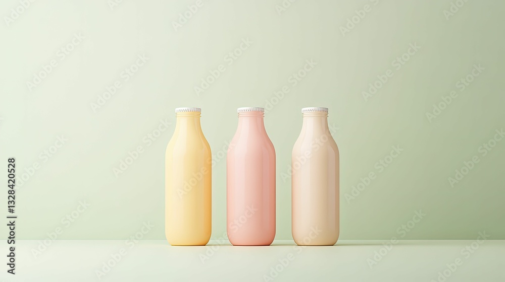 Freshly squeezed fruit juices bottled in varying modern studio product photography minimalist background Freshly squeezed fruit juices bottled in varying modern studio product photography minimalist background