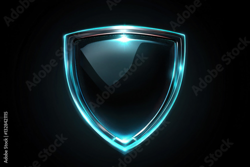 Security concept. Glowing shield icon. Modern futuristic technology background