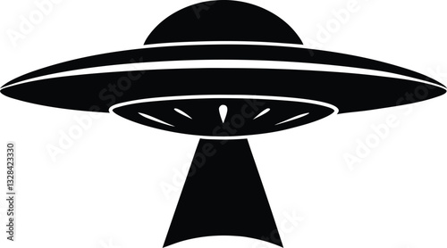 ufo clipart, space ship vector illustration,alien flying saucer spaceship silhouette