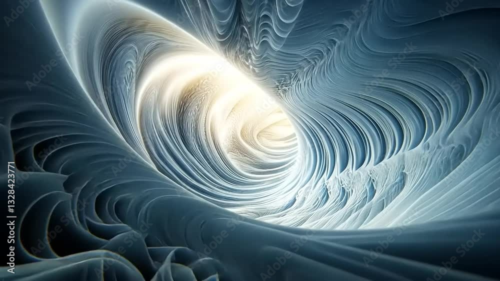Abstract swirling blue tunnel with light at the end, creating a sense of depth and movement Abstract swirling blue tunnel with light at the end, creating a sense of depth and movement