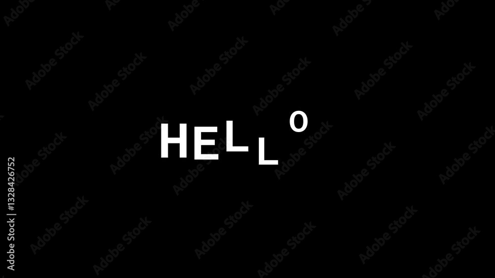 hello text animation on black background