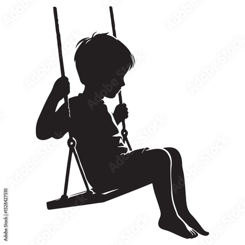 Silhouette of a Child on Swing Sets for Loneliness and Solitude