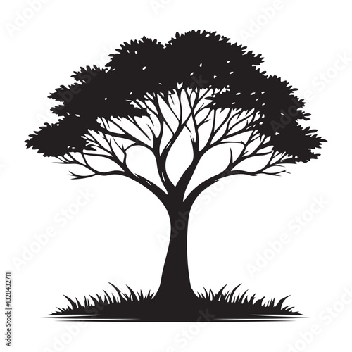 Detailed tree silhouette vector illustration for nature designs